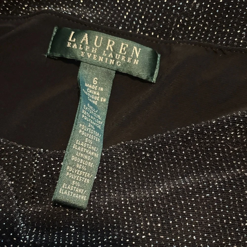 Lauren Ralph Lauren One-Shoulder Black Sparkle Cocktail Dress - Picture 6 of 6